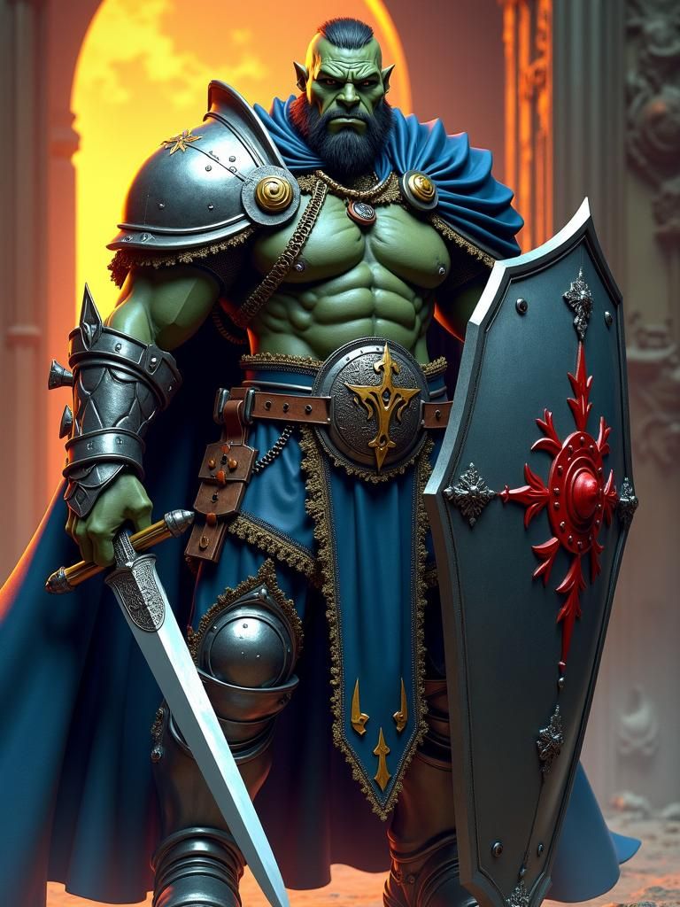 Half-Orc Warrior in Dynamic Lighting