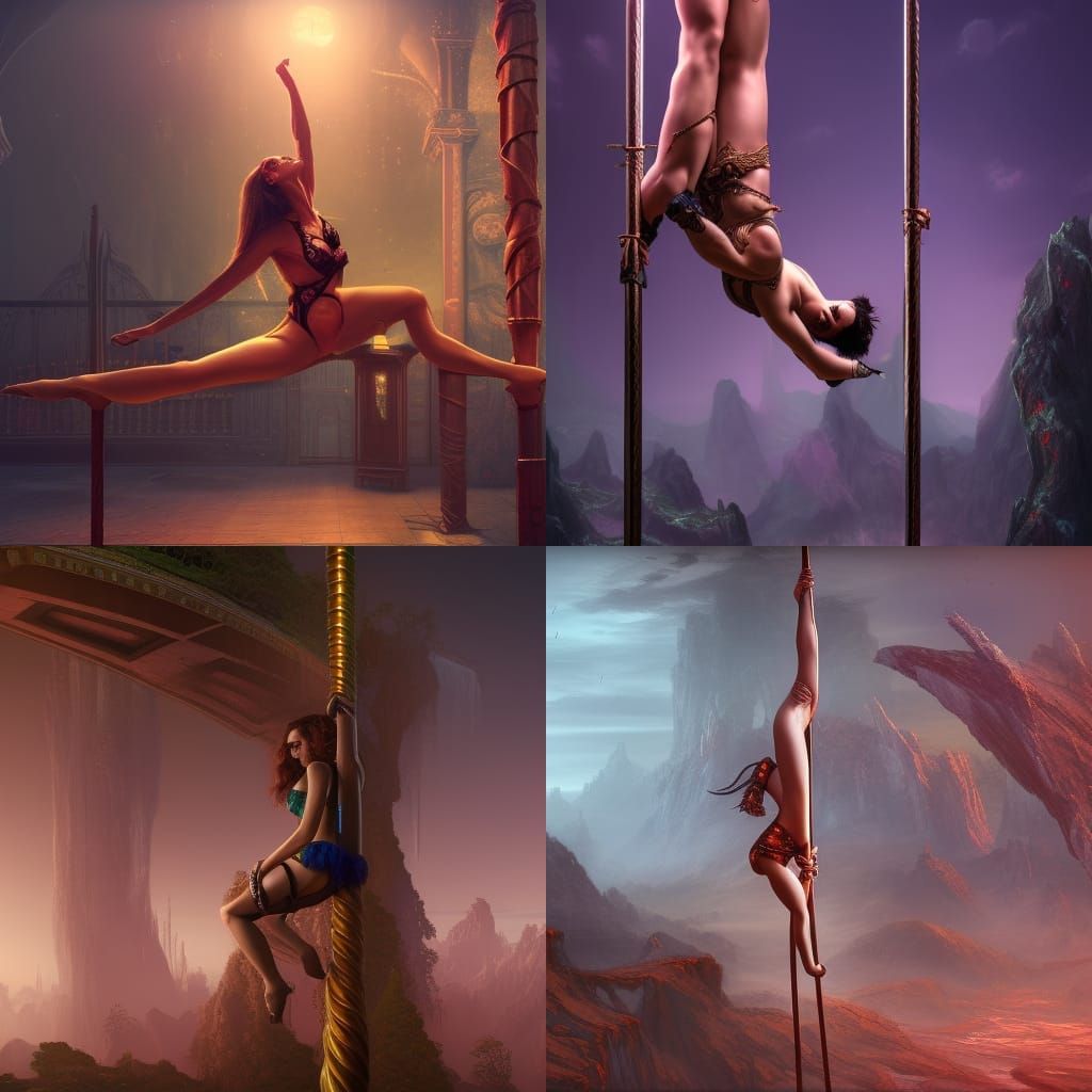 Fantastical Pole Dancer in Deep Color