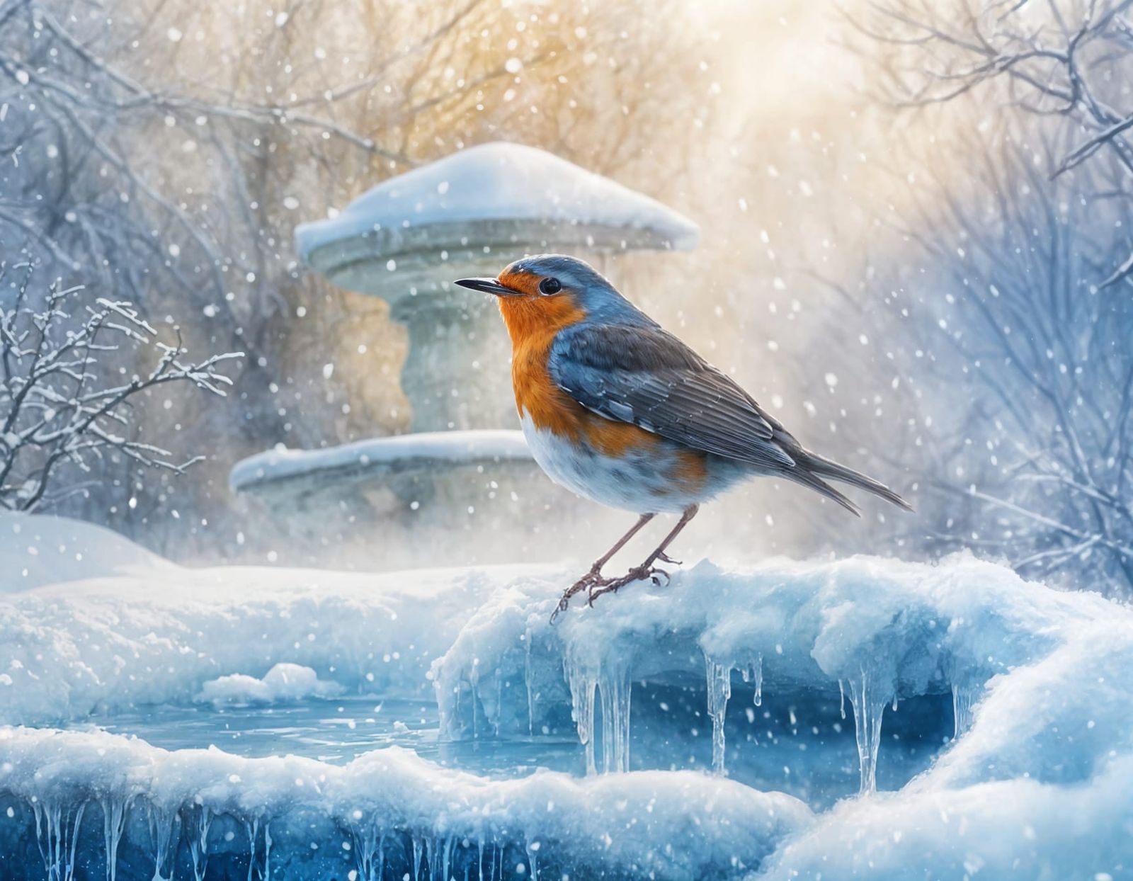 Whimsical Robin Soaks in Winter Wonderland
