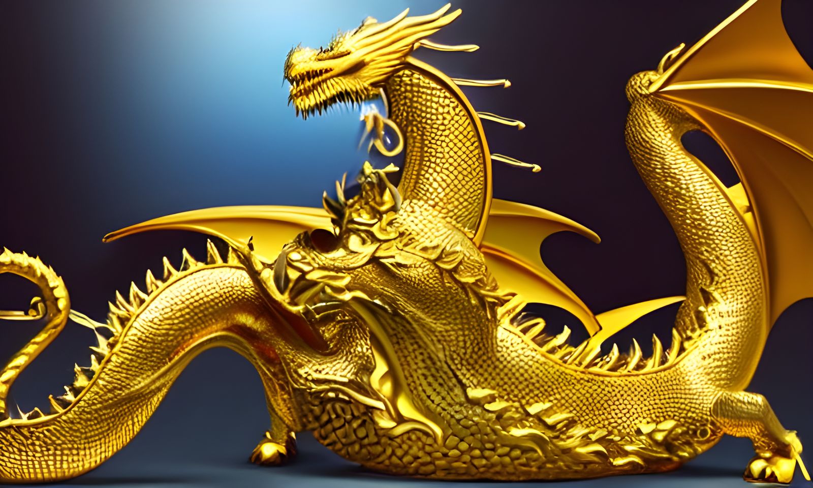 Photorealistic Gold Dragon on Treasure Pile
