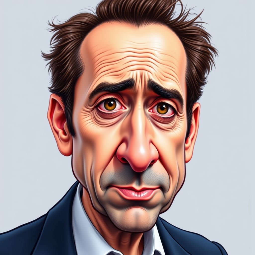 Humorous Caricature Portrait of Nicolas Cage