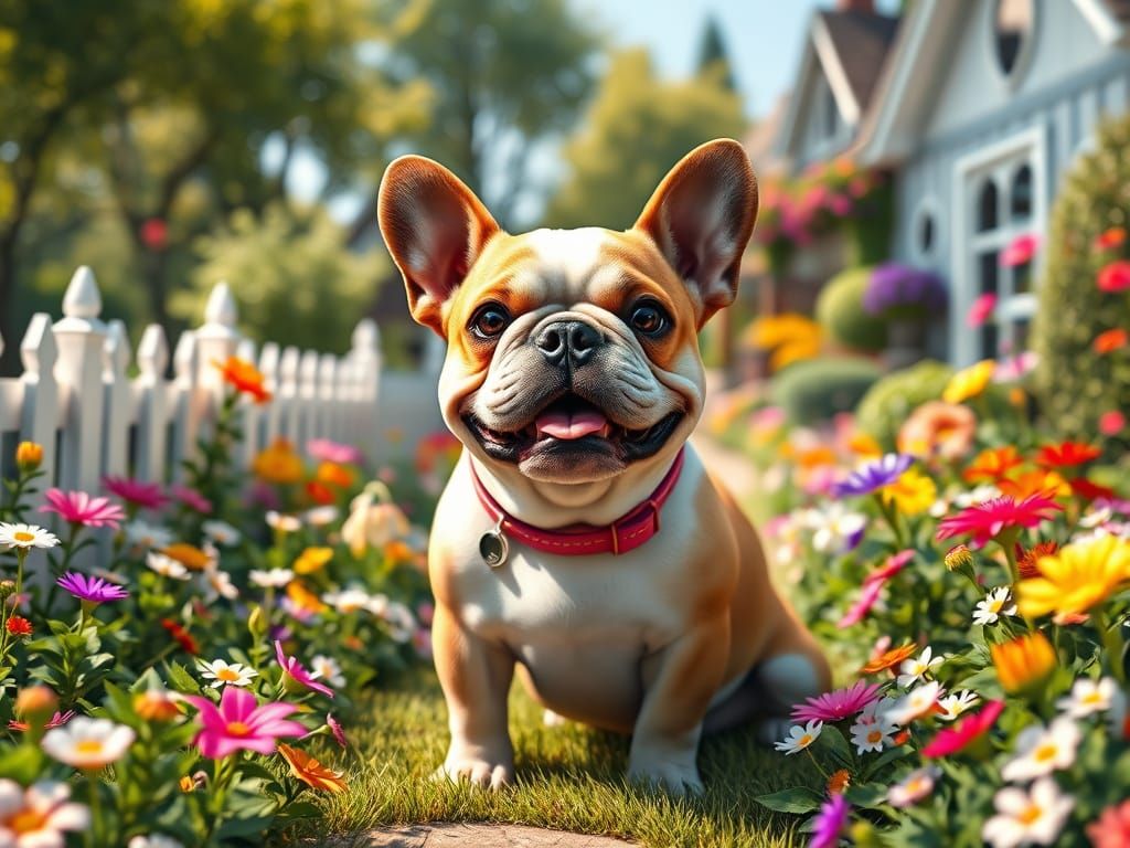 A photo of a little bulldog with a friendly expression. He i...