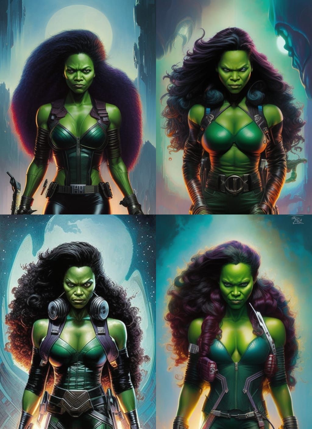 Zoe Saldana as She-Hulk: Crayon Caricature