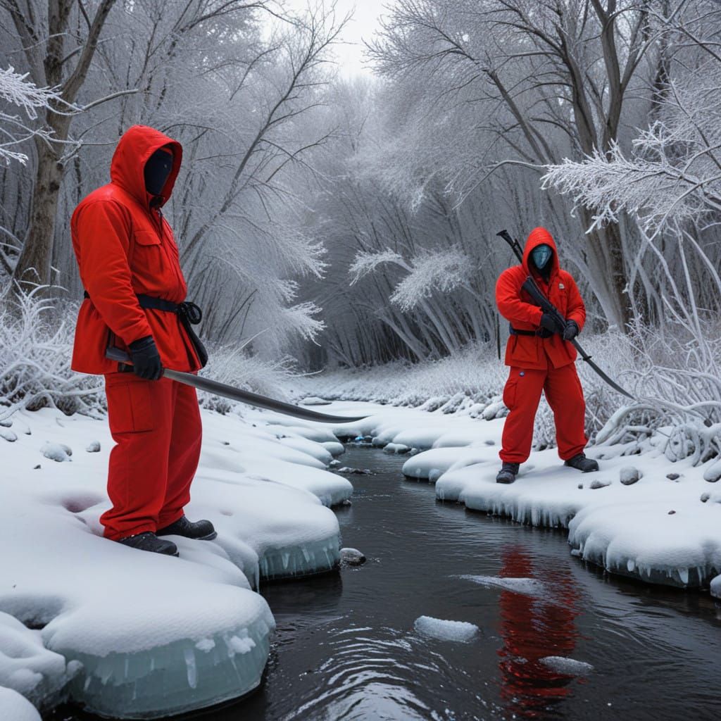 Surreal Icebound Reaper Committee in Vibrant Winter Wonderla...