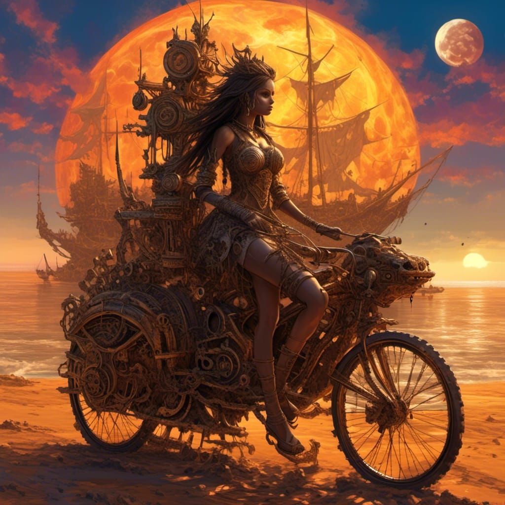 Steampunk Girl on Bicycle at Burning Man