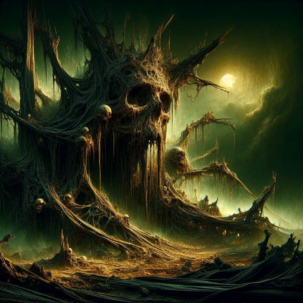 Macabre Forest of Hemp under Moonlight, Romanticism Style