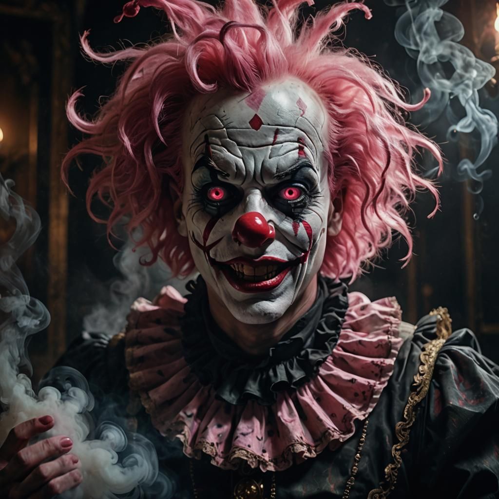 Sinister Clown in Dark Surrealism Style