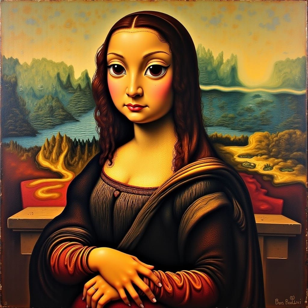 Mona Lisa Portrait in Botero Style