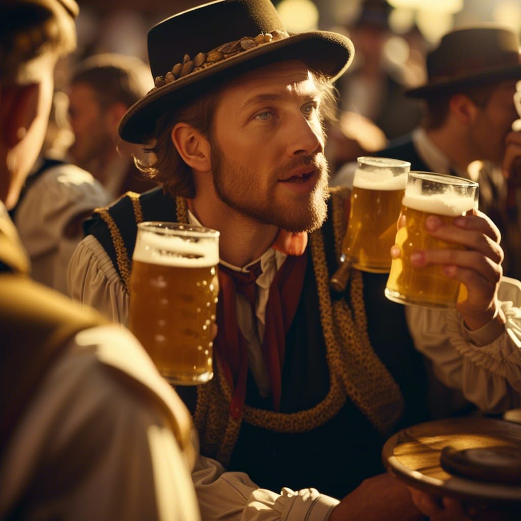 Oktoberfest Celebration: Bavarians in Traditional Costume