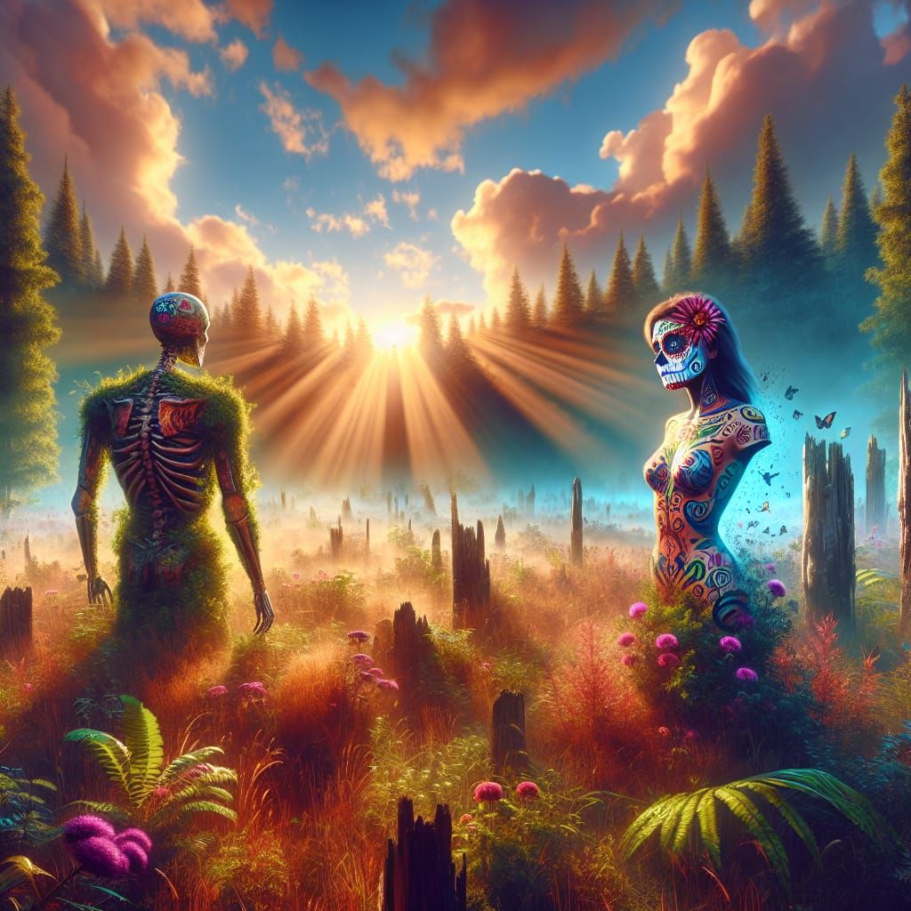 Wilderness Scene with Day of the Dead Mannequin