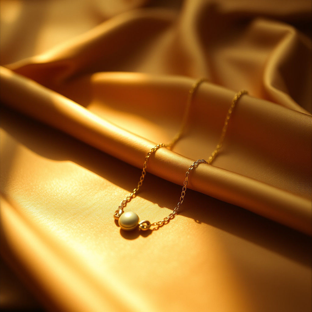 Luxurious Gold Necklace on Satin Fabric
