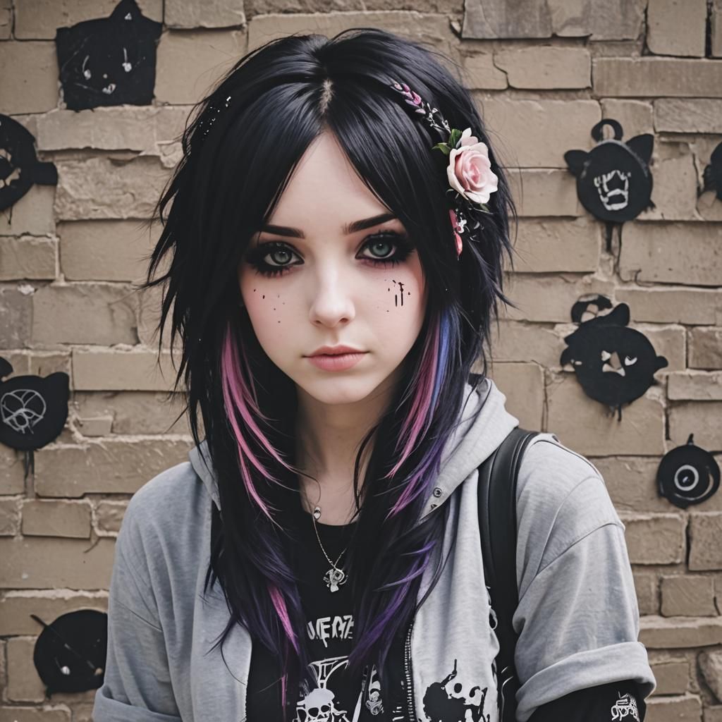 Cute Emo Girl in Scene Aesthetic
