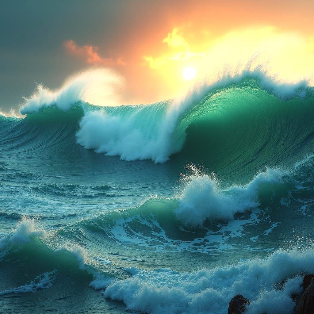 Tsunami Wave Rises in Fantastical Concept Art