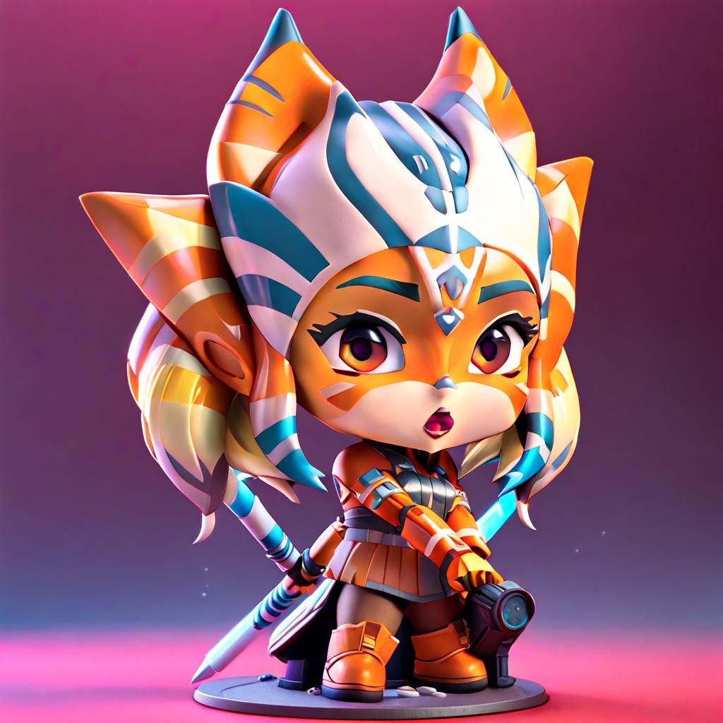 Cute Chibi Ahsoka in 3D Digital Art Style