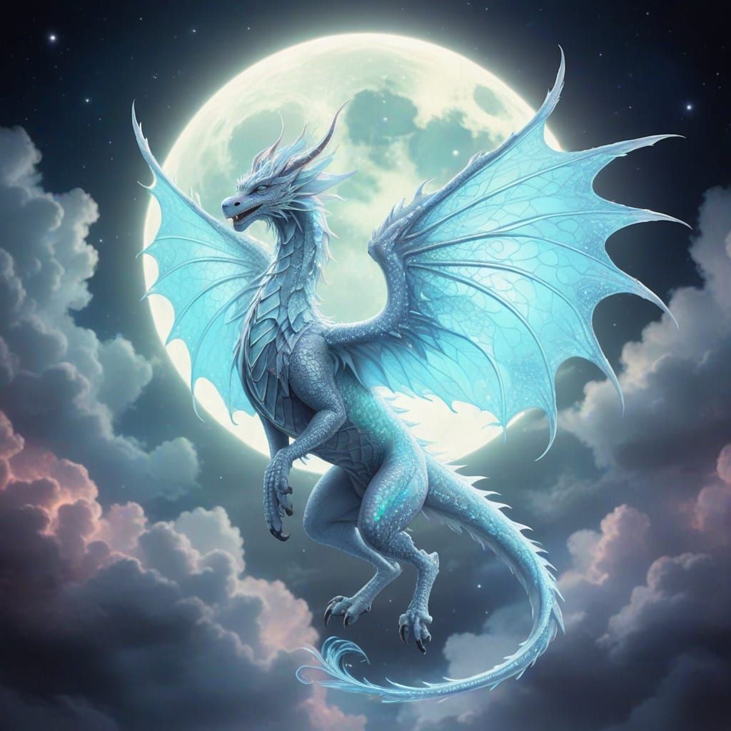 Celestial Silver Dragon-Griffon in Anime Style