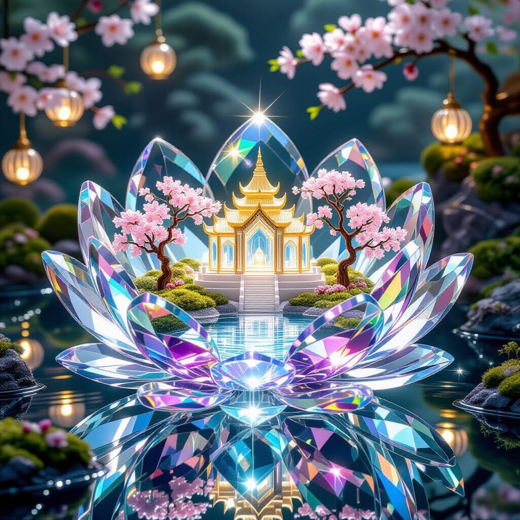 Crystal Lotus Garden: A Radiant Glass Sanctuary