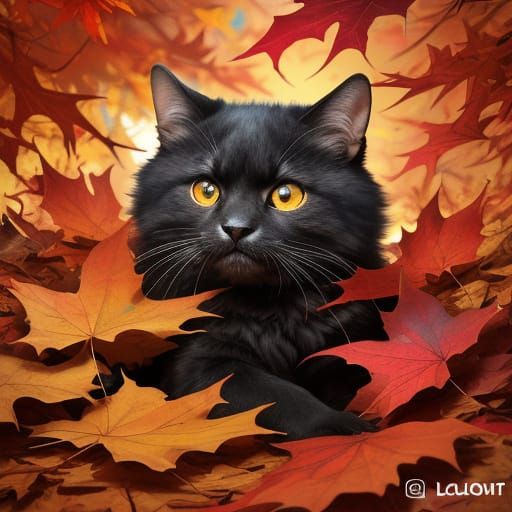 Cute Animals Play in Vibrant Autumn Leaves