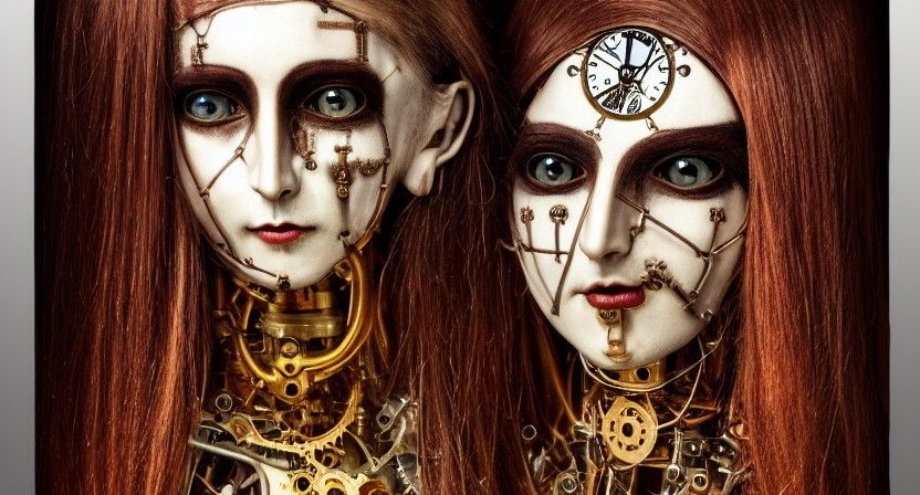 Clockwork Vampire Woman Steampunk Automaton Portrait