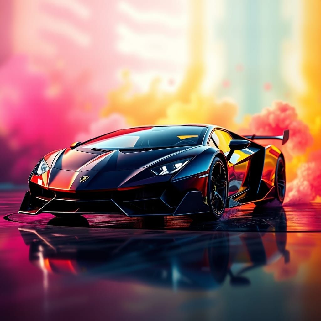 Lamborghini Sesto Elemento in Splash Art Style