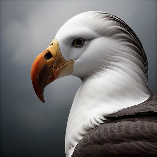 Albatross Soaring in Misty Sky: Hyperrealistic Wildlife Phot...