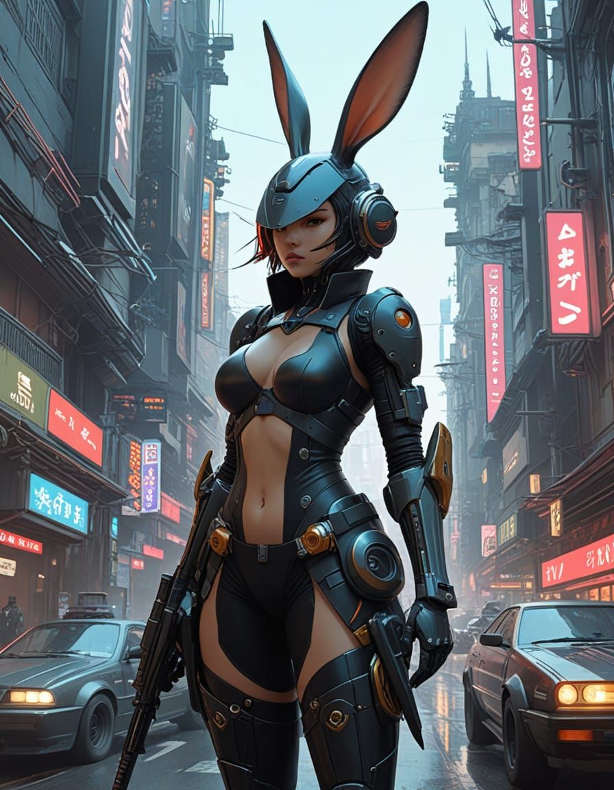 Rabbitpunk Futuristic Metropolis