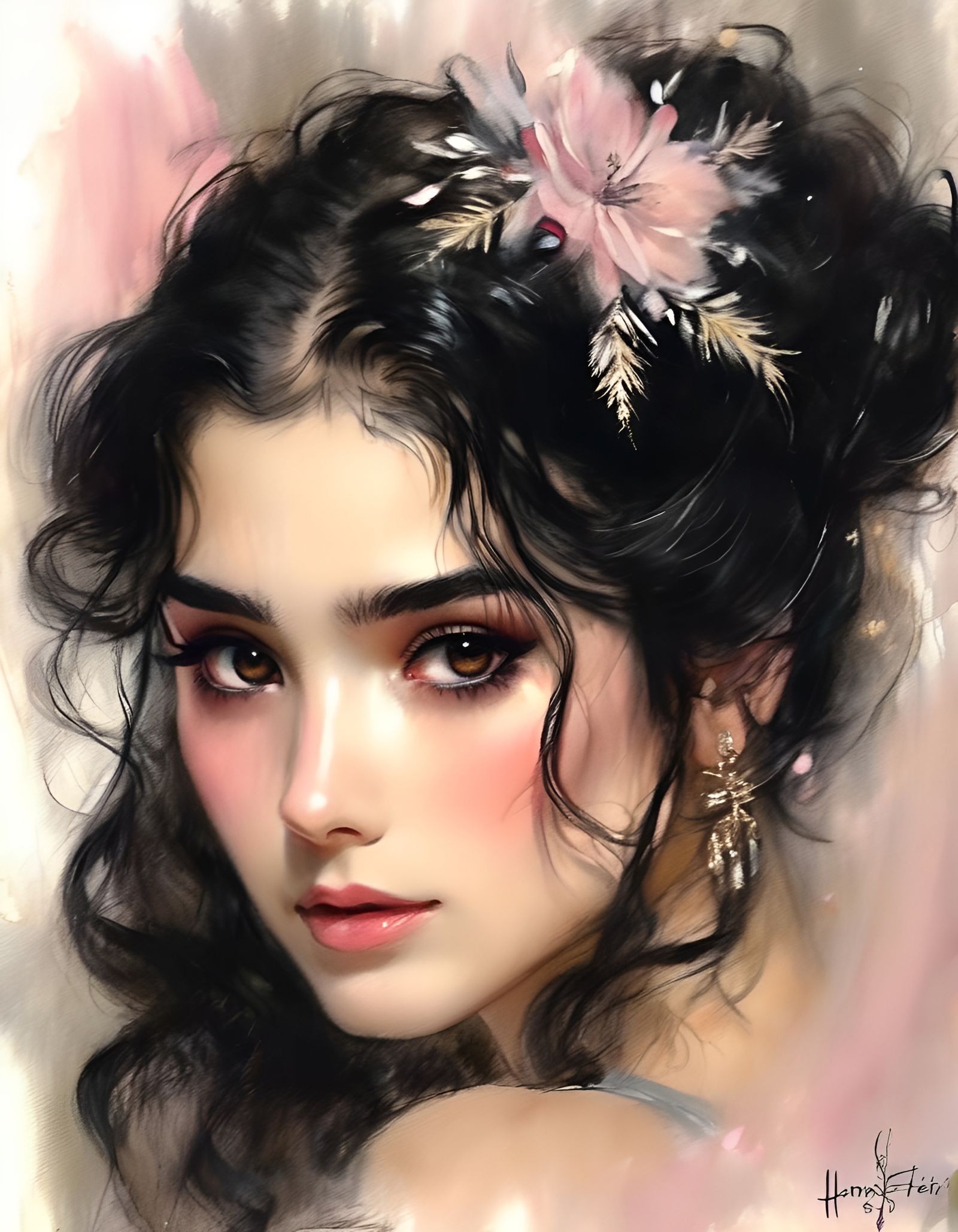 Anime Ballerina with Compass in Pastel Dream Style