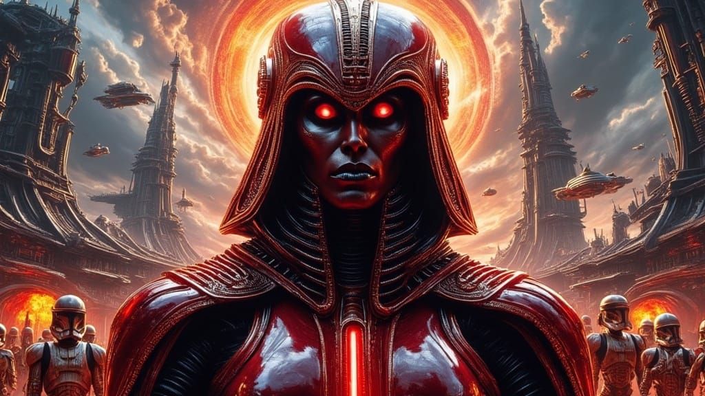 Cyberpunk Sith Lord in Double Exposure Chaos