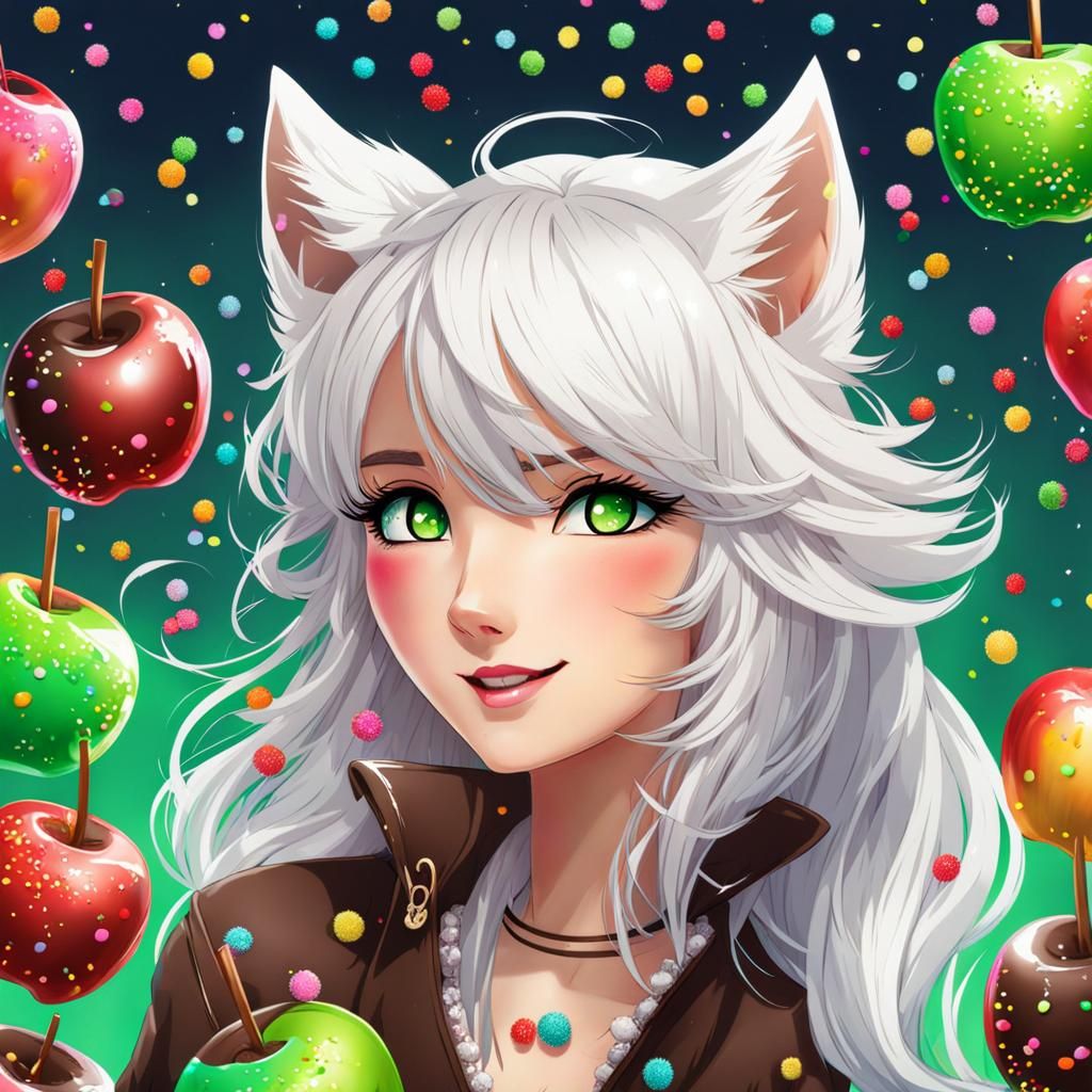 Wolfie with Candy Apples