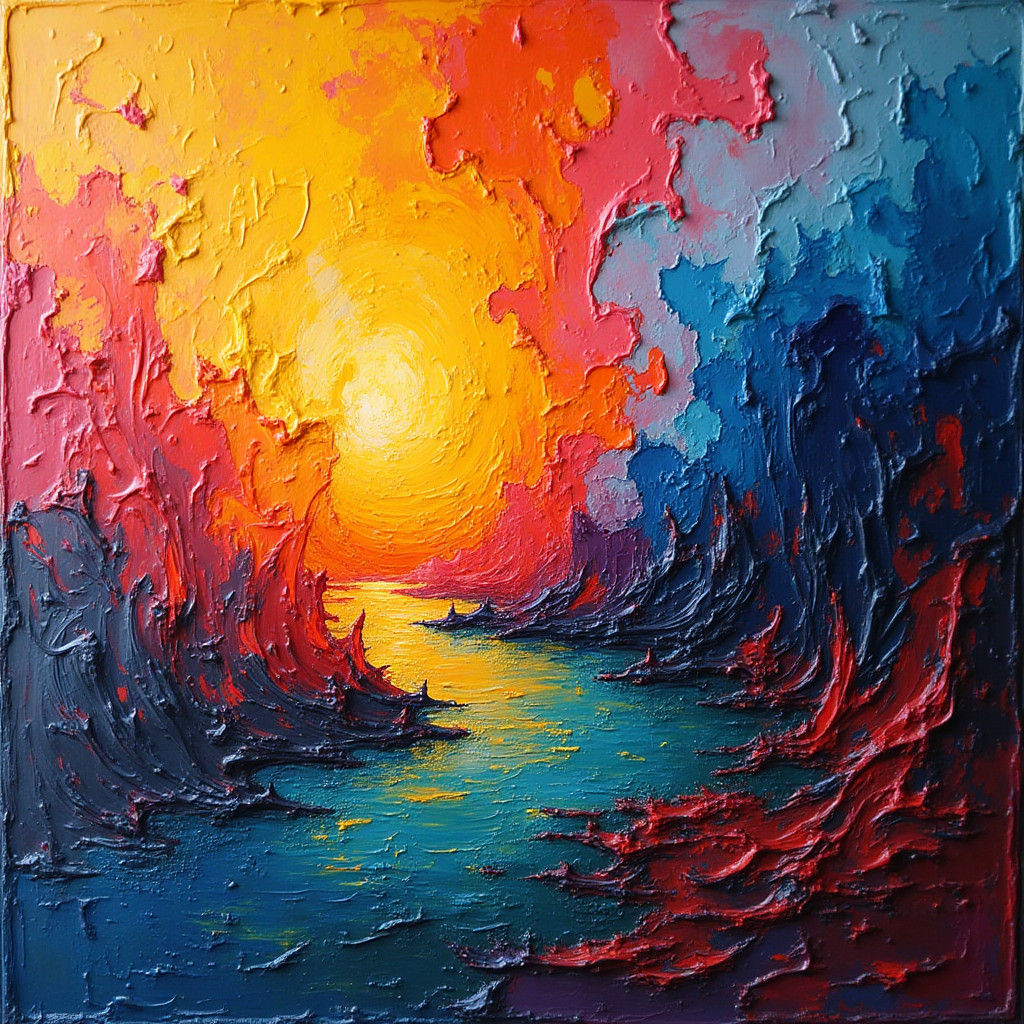 Neo-Impressionist Abstract Expressionist Painting with Bold ...