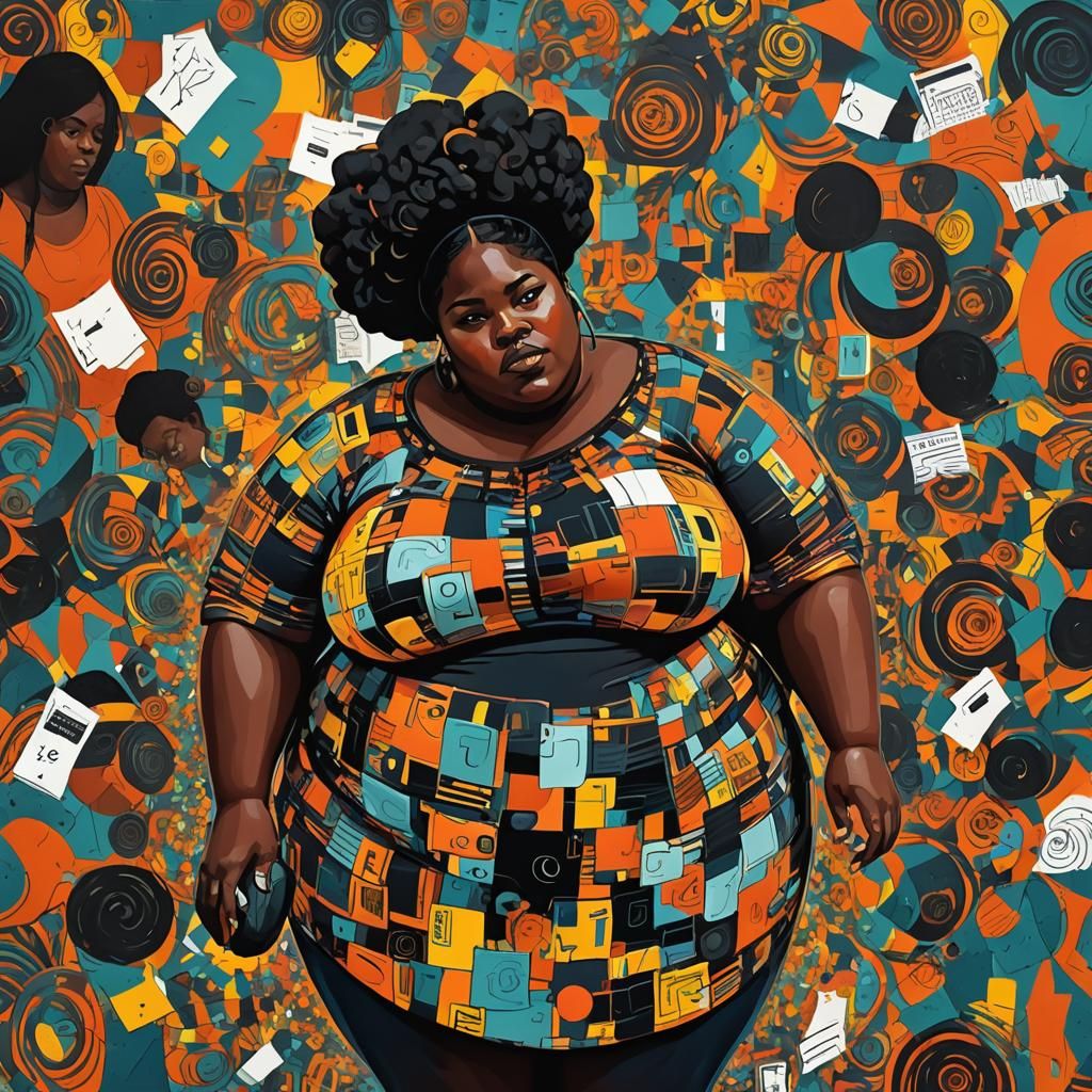 Beautiful Young Black Girl in Abstract Art