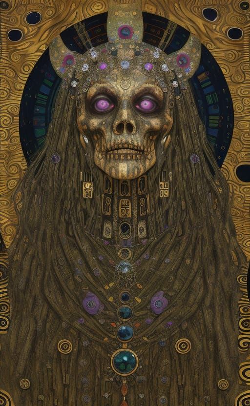 Zombie Horror in Klimt-Inspired Style