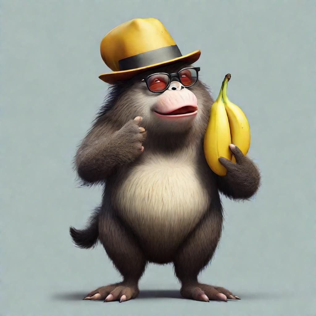 Furry Character Enjoying a Banana