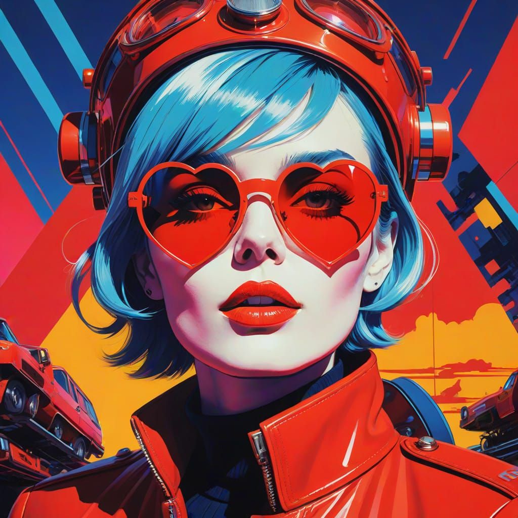 Pop Art Wonder: Gábor Zsazsa in Heart-Shaped Glasses