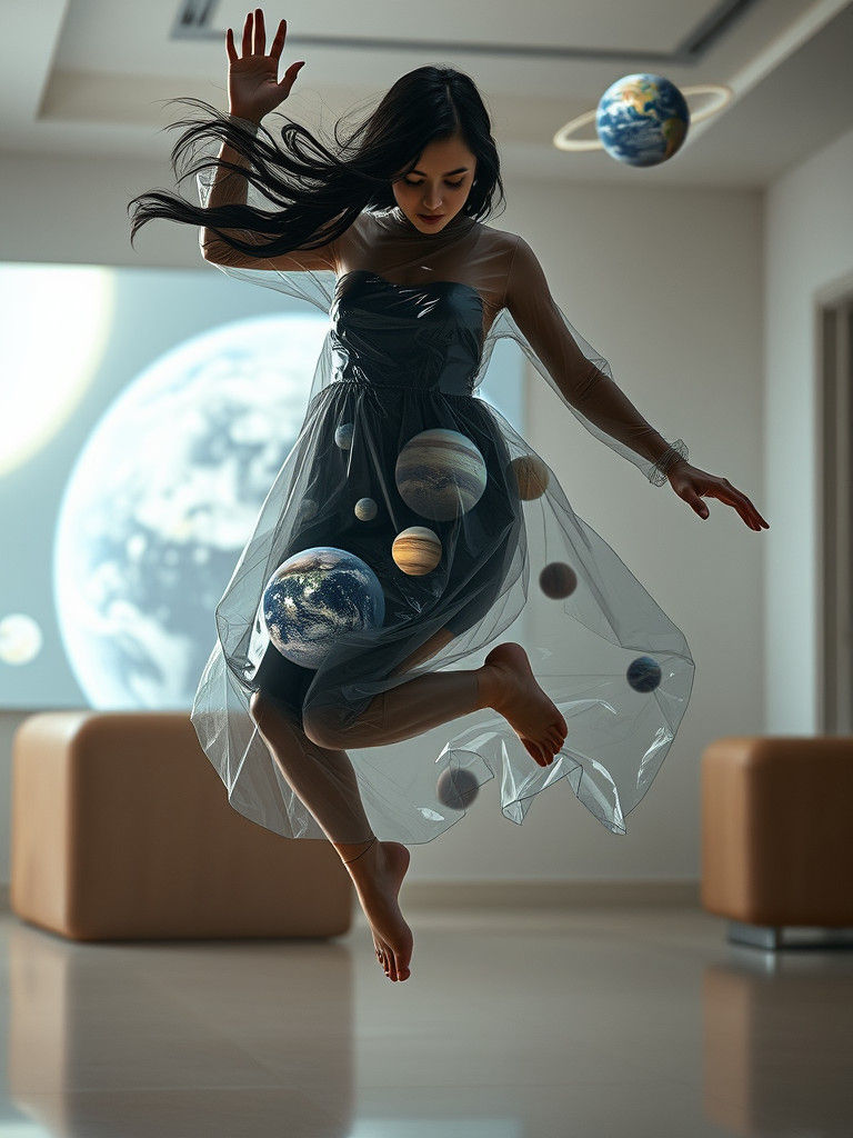 Surreal Figure Emerging from Earth in Futuristic Style