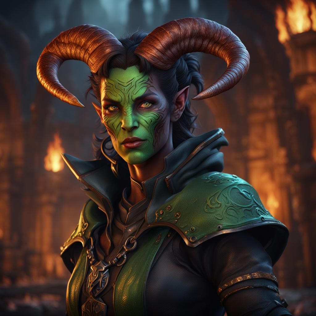 Slimey Tiefling Rogue: Detailed Fantasy Art