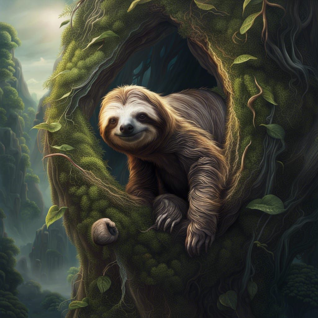 Optical Illusion of a Sloth: Digital Matte Painting