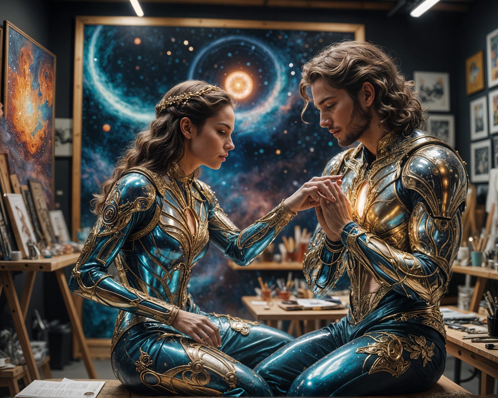 Cosmic Twin Flame Collision in Art Studio