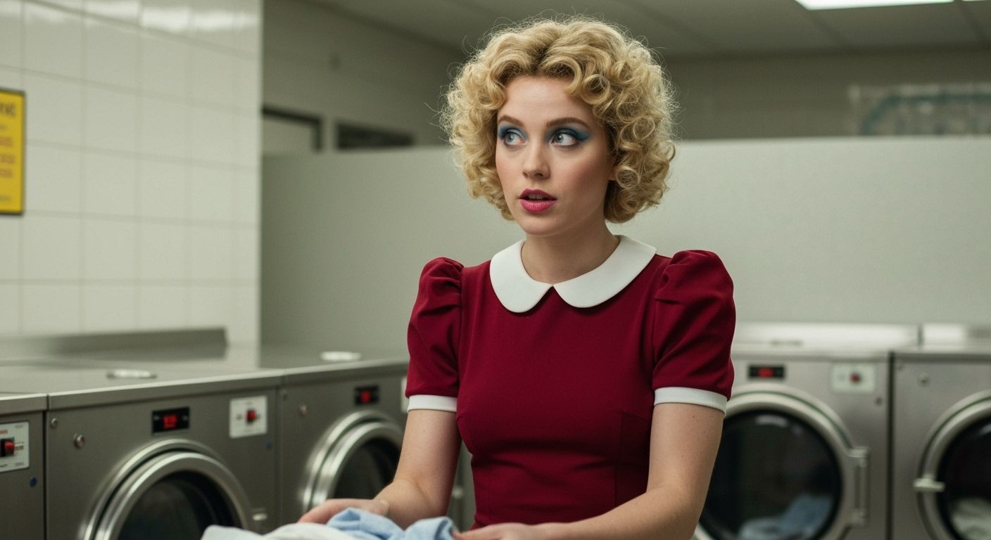 1970s Laundromat Scene in 16mm Film Style