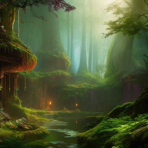 Ethereal Elf Archer in Magical Forest