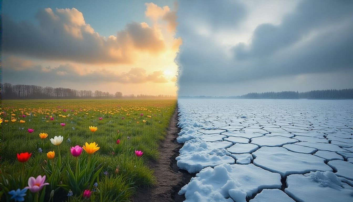 Spring Meets Winter: A Stark Natural Divide