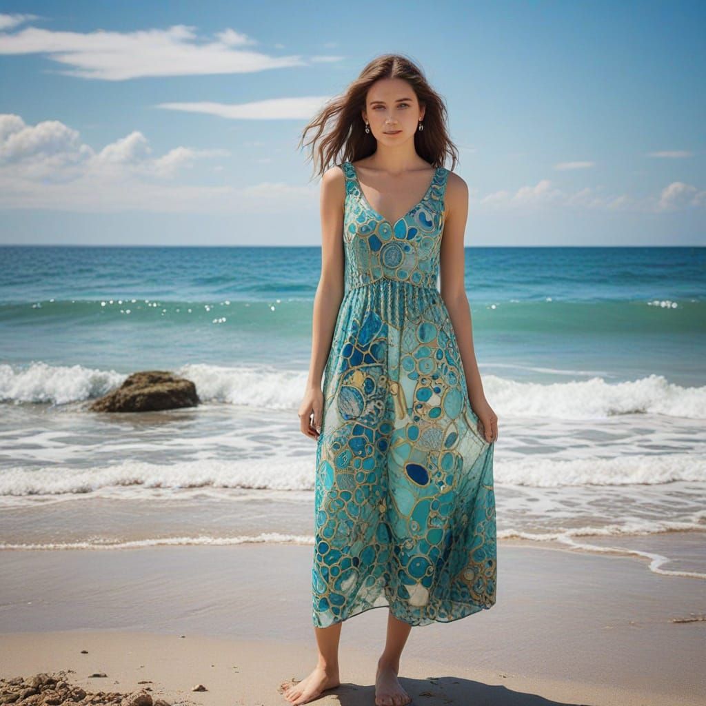 Serene Woman Basks in Seaside Bliss