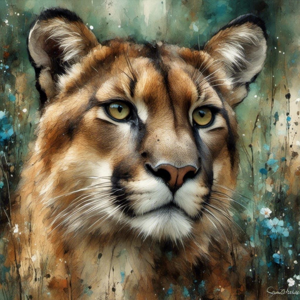 Cougar in Splash Art Style