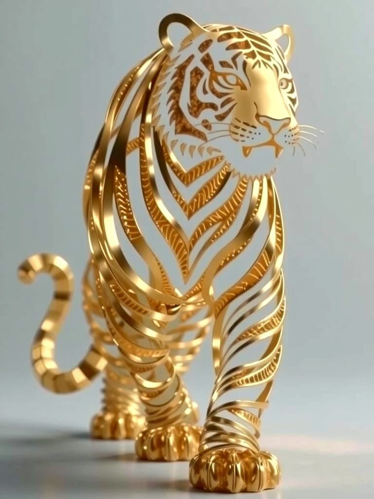 Majestic Golden Tiger Sculpture
