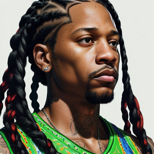 Hyperrealistic Allen Iverson Concept Art with Braids