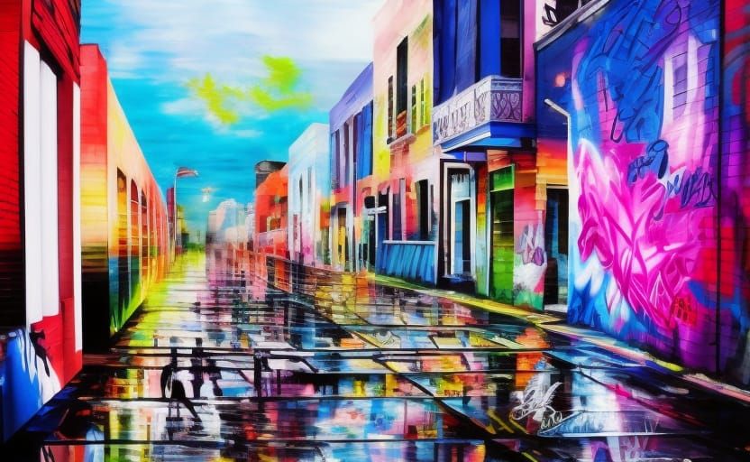 New Orleans Sunset Graffiti Art