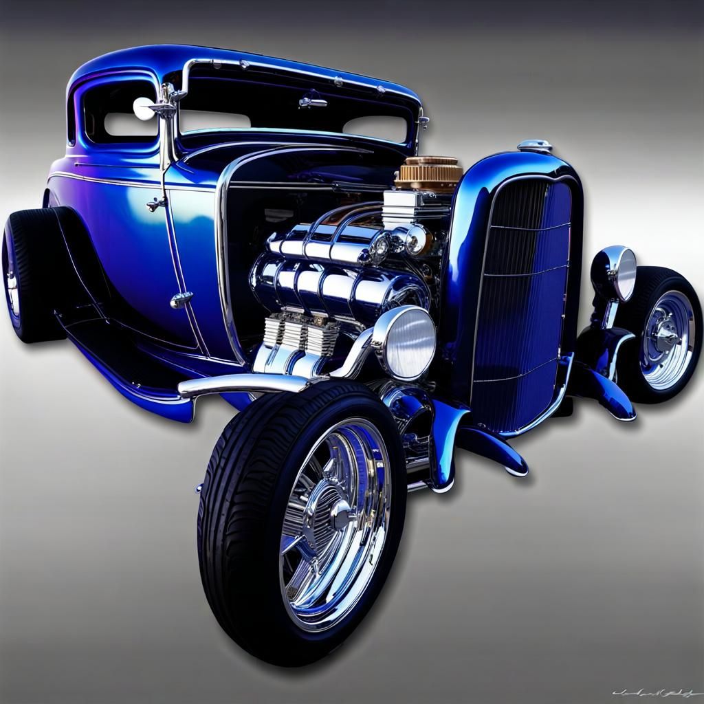Electric Indigo 1932 Ford Coupe Hot Rod