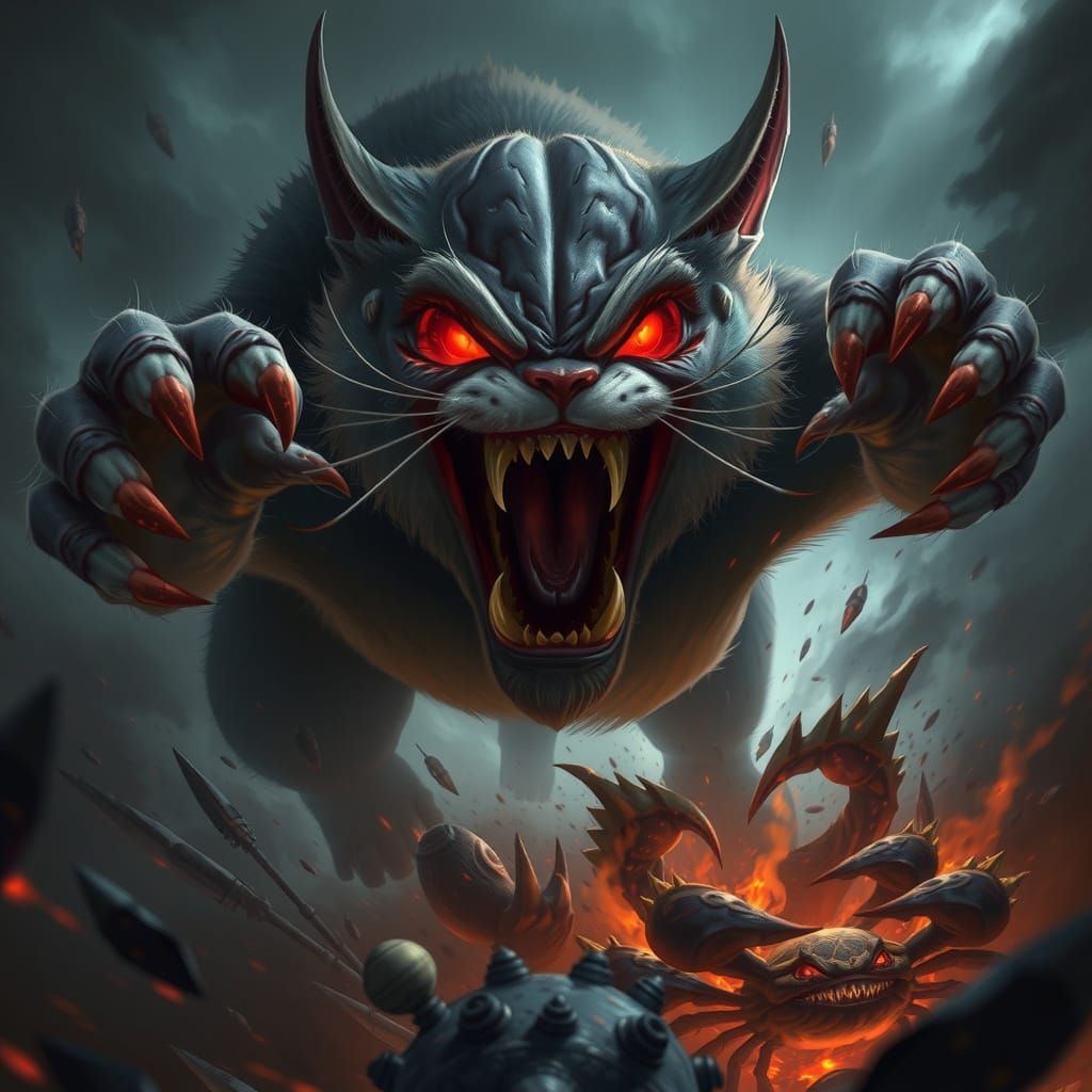 Gargantuan Demon Cat Charges Forward in Fury