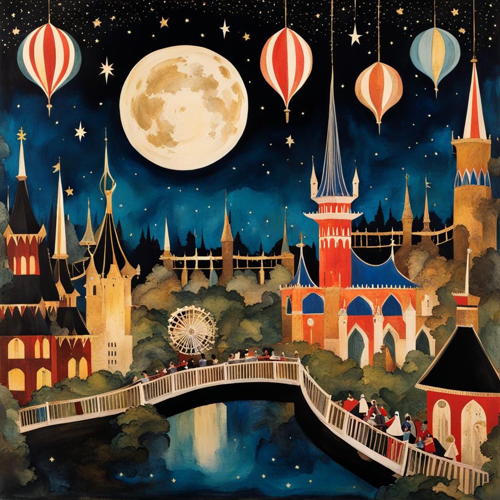 Tivoli Gardens: Mixed Media Collage of Copenhagen