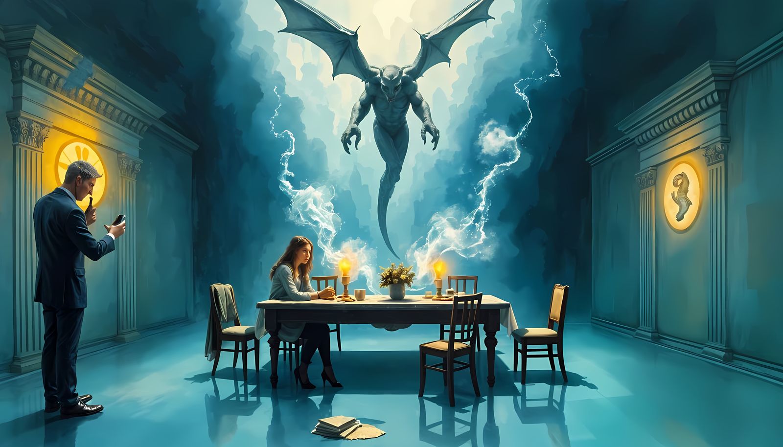 Ethereal Landscape Unfolds in Gouache Masterpiece