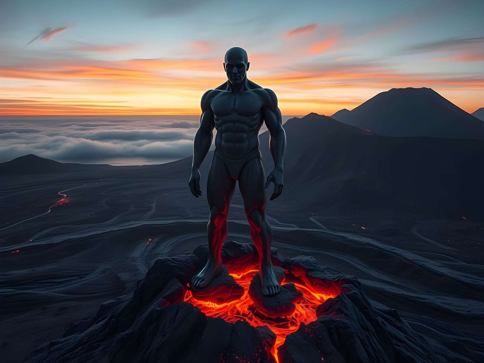 Vast Volcanic Guardian in Cooling Rock Form